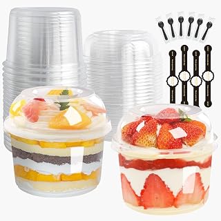 Disposable Food Containers With Lids And Spoons 50 Pack 16oz Parfait Dessert Fruit Salad Cups Take Out Meal Prep Salad Bowls For Lunch, To-Go Party Containers Food Storage Containers With Lids (16oz)