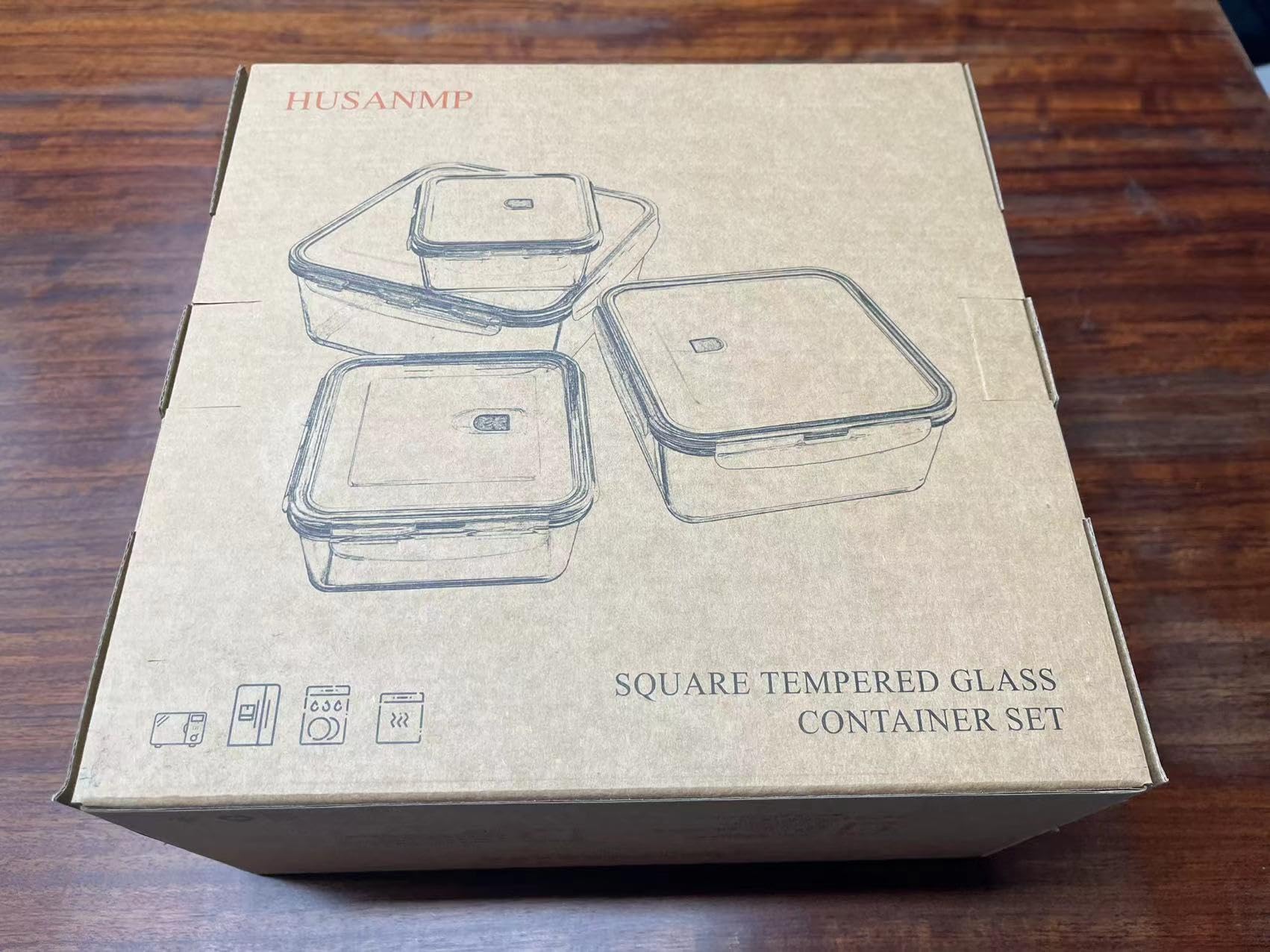 Grandi Contenitori per alimenti in vetro, con coperchi 8 pezzi (4 contenitori + 4 coperchi) - senza BPA, ermetici - adatti per microonde, lavastoviglie e forno (Quadrato)
