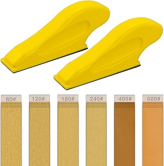 Finger Sander for Crafts, 2 Pack Mini Micro Gator Sander for Crafts with 30 Sheets 3.5 x 1 Inch Sandpaper 80 120 180 240 400 600 Grit Sanding for DIY Wood Finishing Tight Narrow Polishing