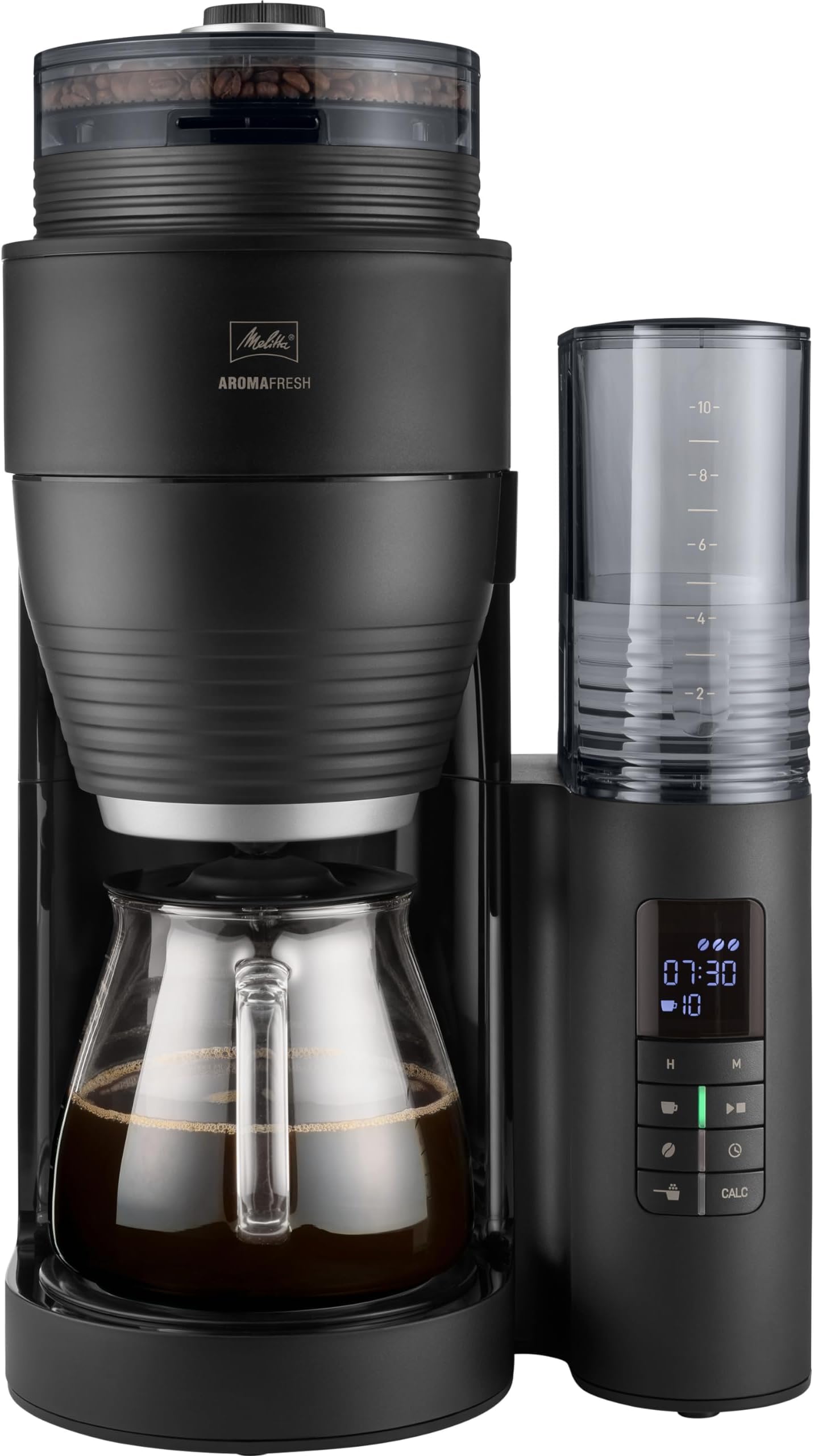 Melitta Aromafresh X, New Filter Coffee Machine with Integrated Grinder & Glass Jug, Grind & Brew, 1030-06