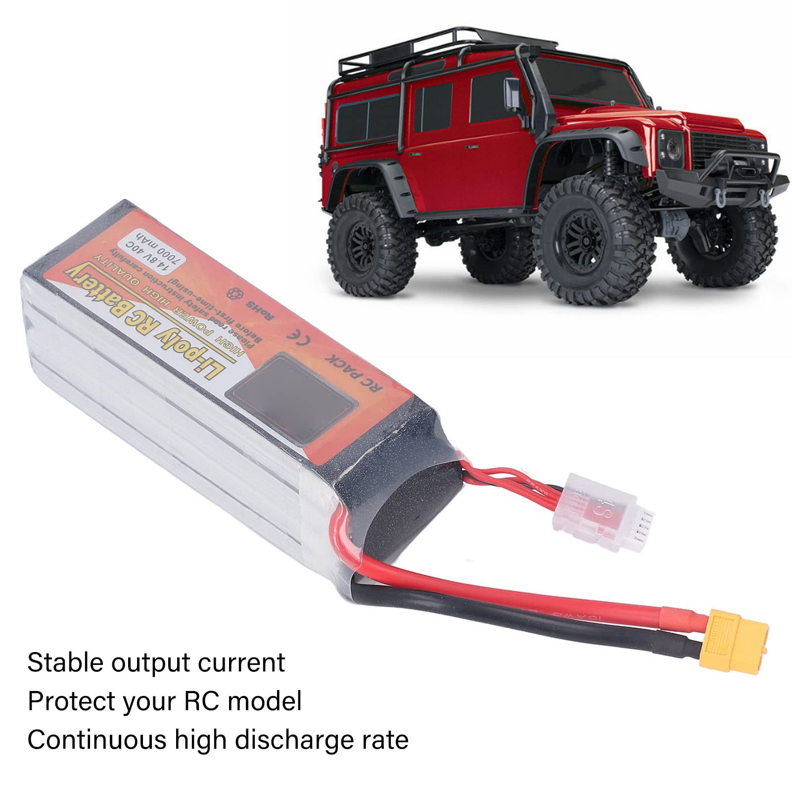 Dilwe Batteria RC Lipo 7000mAh 14,8 V 40C Velocità di Scarica XT60 Spina di Alimentazione per Modello di Auto in Elicottero RC