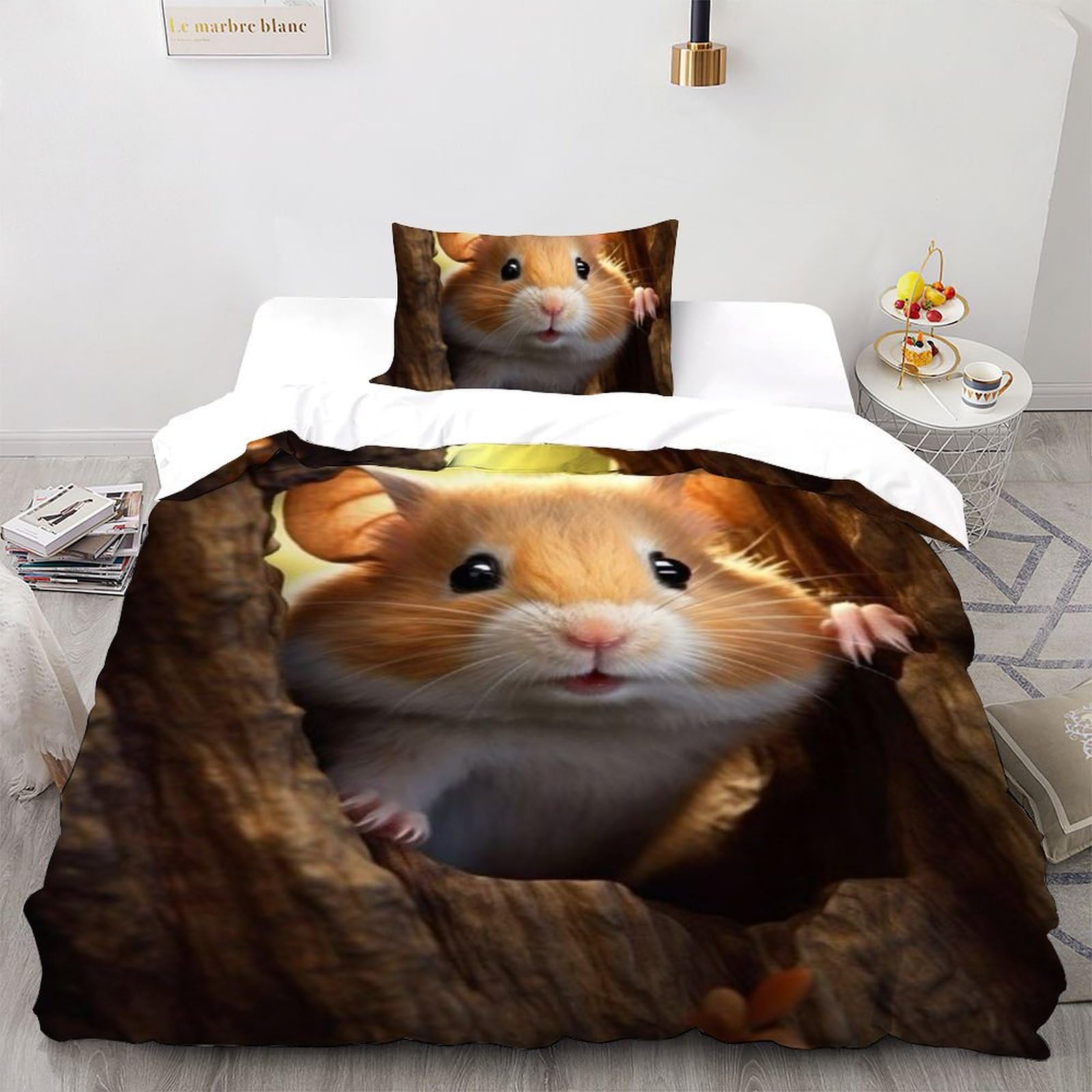 Housse de couette microfibre animaux pour lit d'enfant facile à laver et sans plis