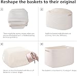 OIAHOMY 4 Pack Storage Baskets for Organizing, Rectangle Cube Storage Bins for Shelves, Woven Baskets With Handles, 12.7''Lx9''Wx7.8''H, White