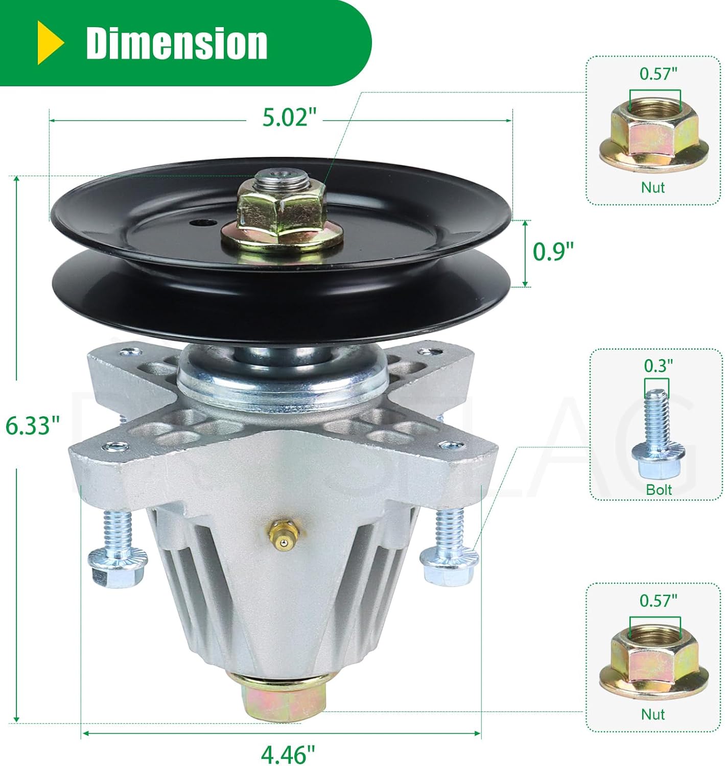 918-06981 Spindle Assembly Greased Replaces Cub Cadet Spindle 918-06981, 618-06981 Deck Spindle, 918 06981, 91806981, 618 06981 for Cub Cadet 50 inch XT1 LT50, XT2 LX50 Lawn Tractors