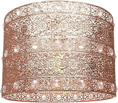 Polished Copper Acrylic Gem Moroccan Style Chandelier Pendant Light Shade Fitting with Transparent Beads | 60w | 24cm Diameter | Quality Made Product by Happy Homewares