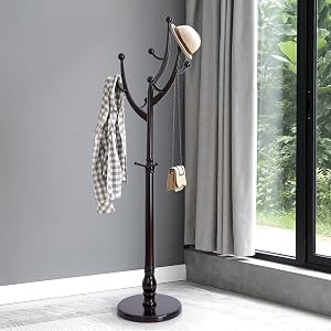 Bekrvio Tree Coat Rack Freestanding with Round Base Unique Coat Hanger Stand Heavy Duty Standing Coat Rack Clothes