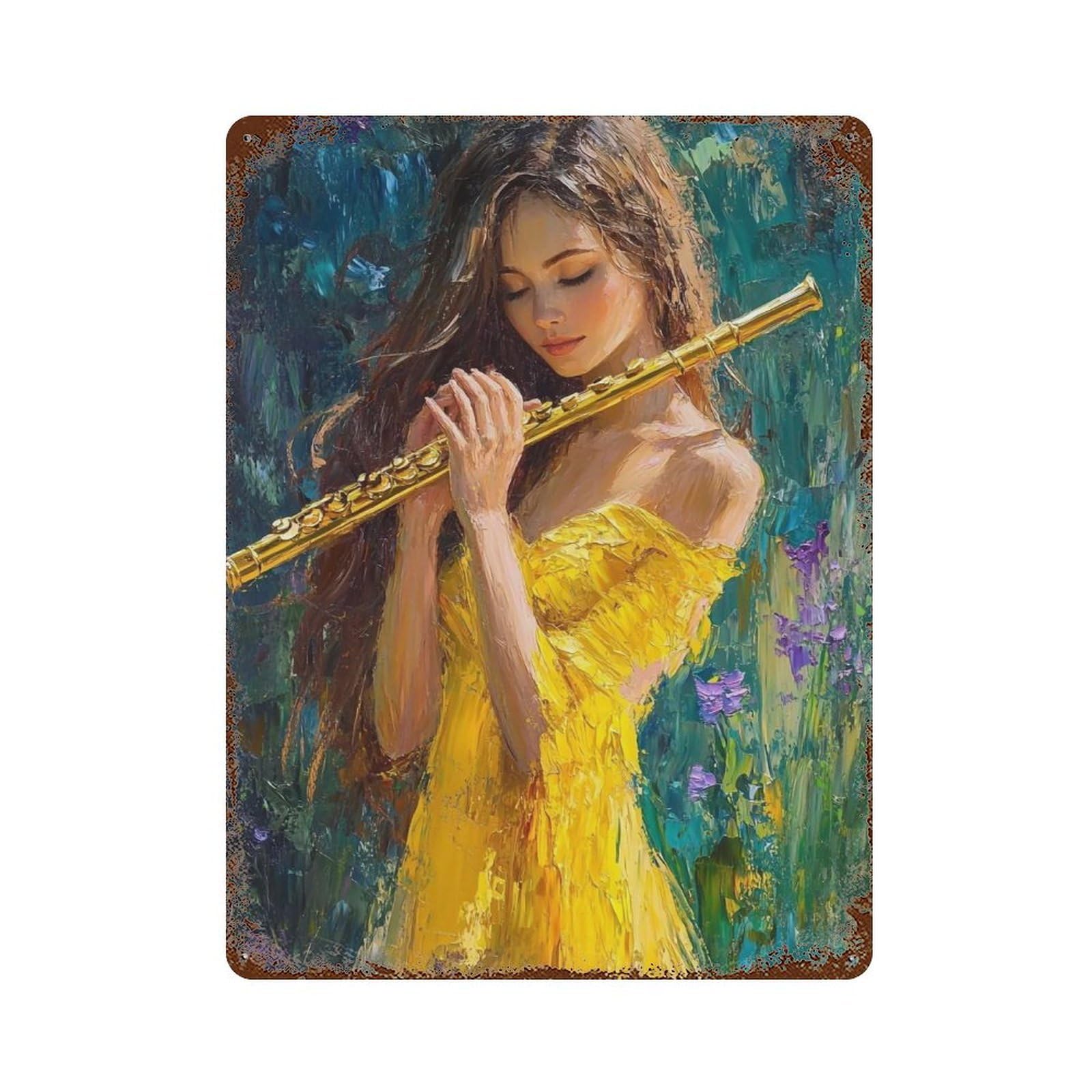 HDURYEYRYY Forest Flute Melody 03 Wall Retro Iron Vintage Art Metal Tin Sign Poster Modern Home Cofffee Club Art Bar Shop Decor 40x30cm