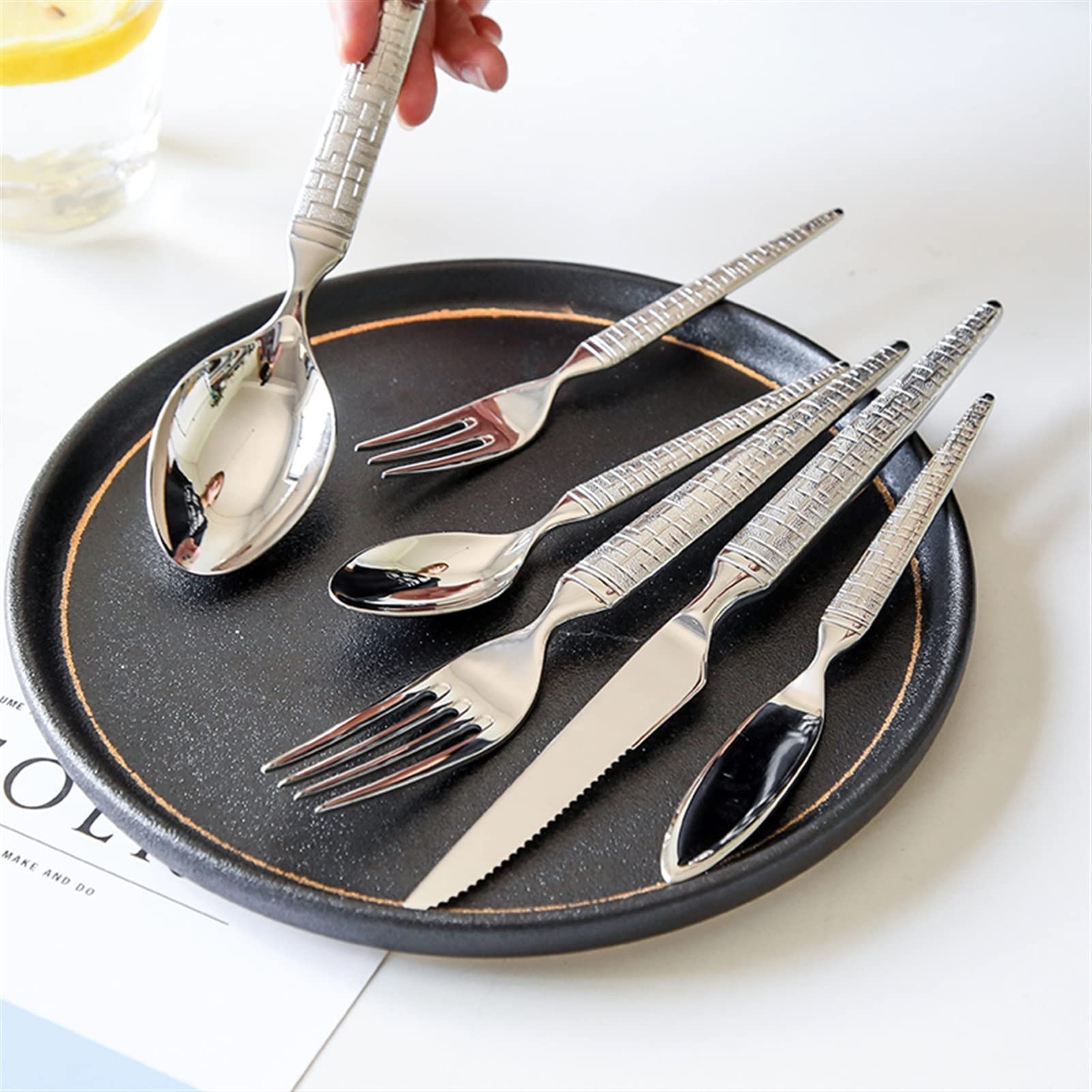 4-teiliges Reisegeschirr-Set für Männer, Gabel, Löffel, Messer, für Restaurant-Küchengeräte-Sets, Edelstahl-Besteck, Assiettes, Abendessen-Sets