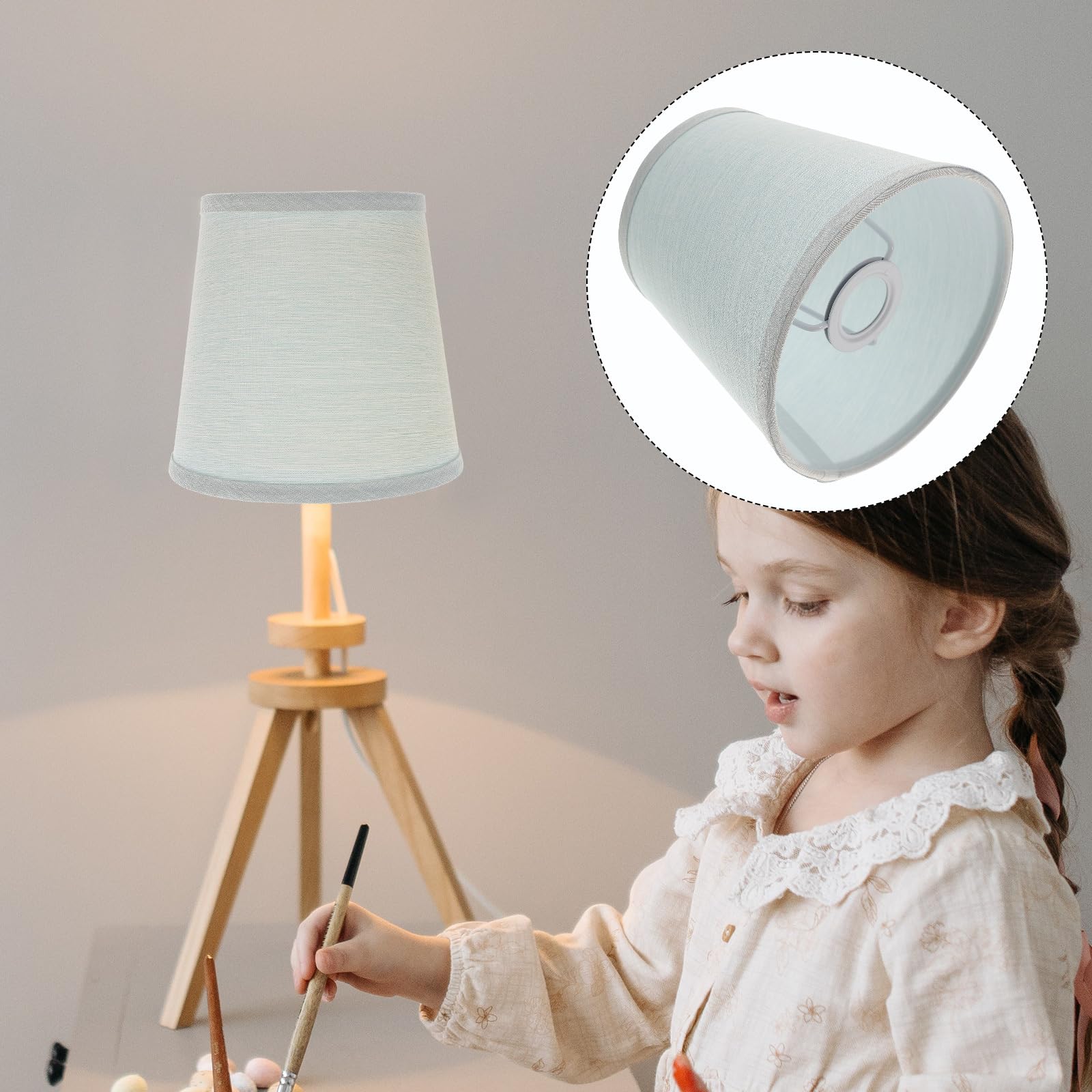 Hanging Lamp Shade Angoily Fabric Lampshade, E14 Natural Linen Lamp Shades, Replacement Rattan Floor Lamp