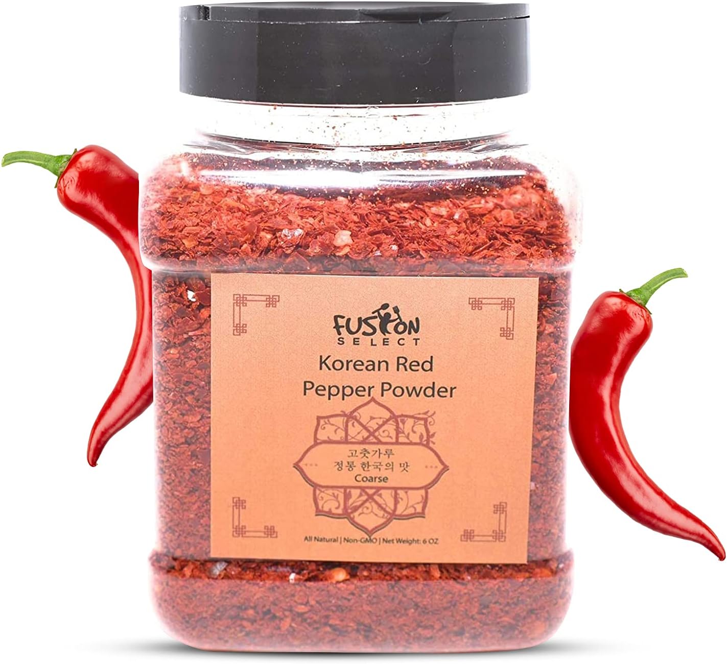 Fusion Select Korean Premium Non-GMO Gluten Free Red Chili Pepper Flakes Powder, Crushed Red Pepper Premium Gochugaru For Kimchi Seasoning, Chicken, Pork, Fish, Vegetables Hot Pepper Flakes (6 Oz)