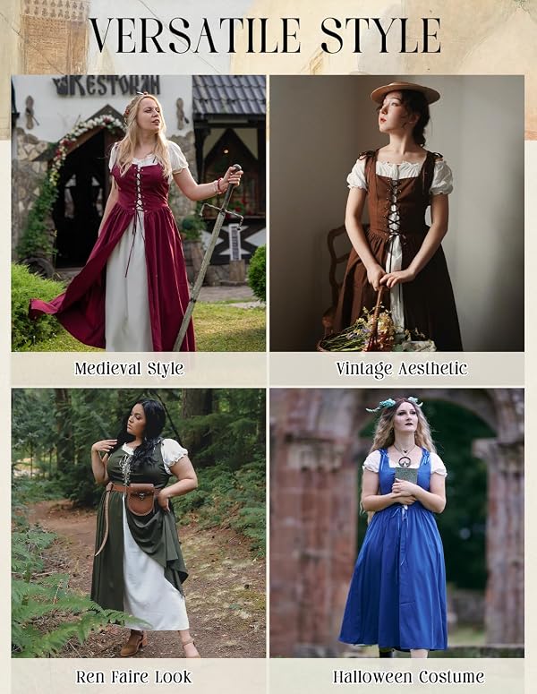 Renaissance Costume Women Halloween Medieval Pirate Dress Ocean Blue S by Scarlet Darkness - Used condition - Image 6