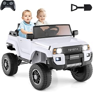 Licensed Toyota LC250 Ride on Car by OLAKIDS, 24V 2 Seater 2WD/4WD Switchable Kids Electric Vehicle with Remote Control, Toddlers Power Wheels Battery Powered Toy with Wheels Suspension (White)