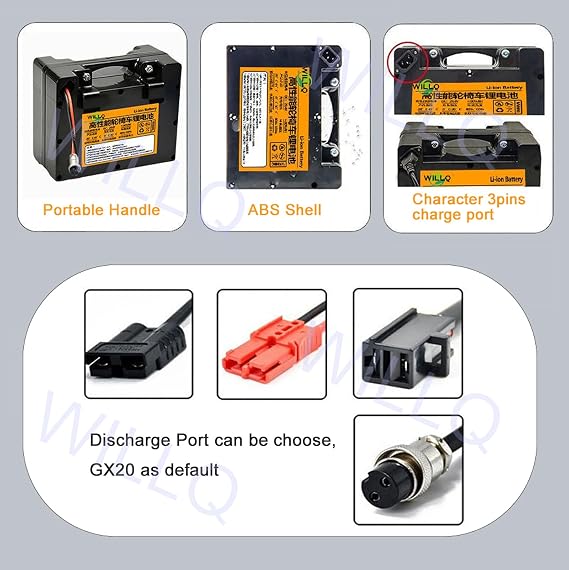24 Volt Electric Wheelchair Replacement Battery 24V 10Ah 12Ah 15Ah 18Ah 20Ah 25Ah 30Ah 35Ah 40Ah 45Ah Lithium Battery with Charger for 250W 550W 750W 1100W Motor