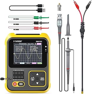 FNIRSI DSO-TC2 Oscilloscope - 2-in-1 Handheld Oscilloscope & Transistor Tester, PWM Square Wave Output, Diode Voltage Continuity Tester, Integrated Hidden Stand, P6100 High Voltage Probe