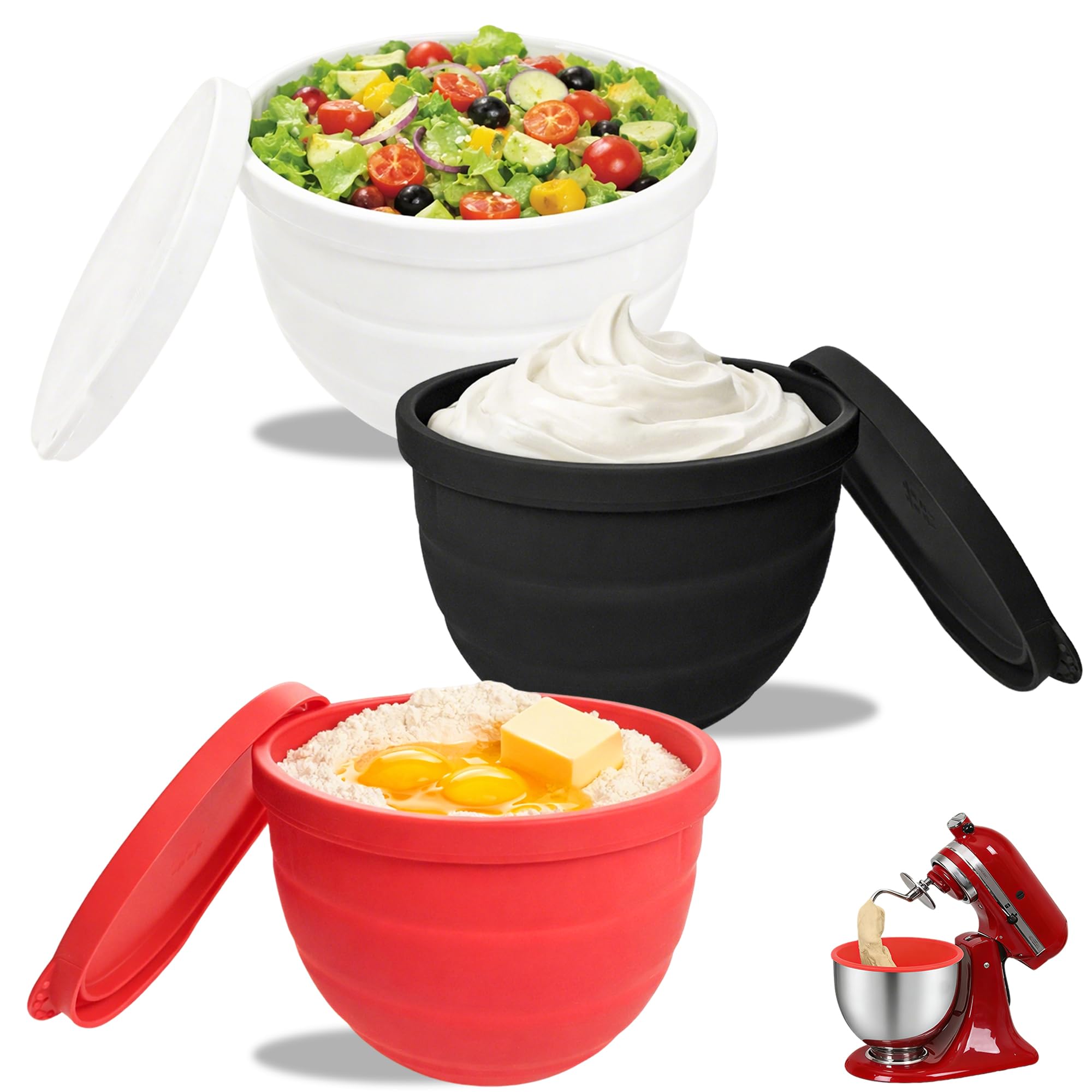 Doublures en silicone avec couvercles pour KitchenAid 5 Qt lot de 3 inserts de conservation