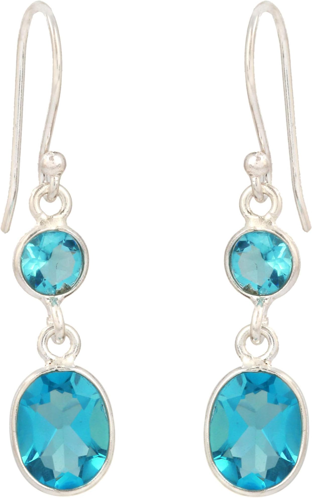 Silver Planets 92.5-925 Sterling Silver Blue Topaz, Amethyst,Citrine,Iolite,Smokey, Peridot Stone Latest Ethnic Earing for Women and Girls