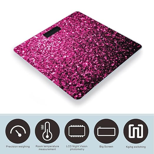 Báscula de Baño Digital, Vidrio Templado, 400 lb, Rosado Brillante miniatura 3