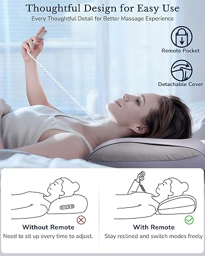 Miniatura 7 de Almohada masajeadora de cuello con calor almohada de masaje Shiatsu inalámbrica para aliviar el dolor de tejido profundo, intensidad y modos