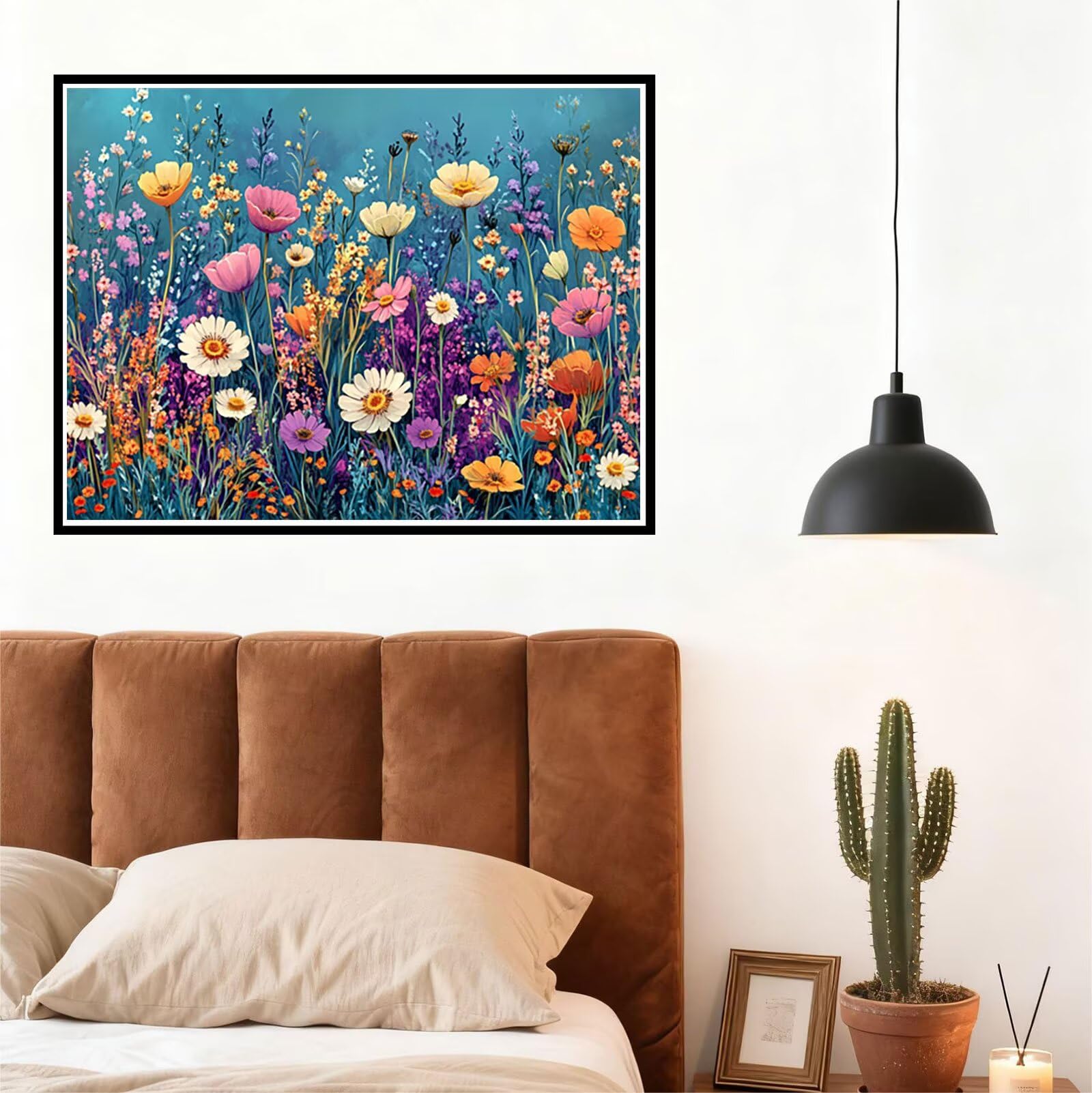 Anlage Malen Nach Zahlen Erwachsene Blume Malen Nach Zahlen Kinder ab 7, Set Erwachsene Bastelsachen Kreativ Set für Kinder Geschenke für Männer, Weihnachten Halloween Deko Ohne Rahmen 60x80cm H - 746