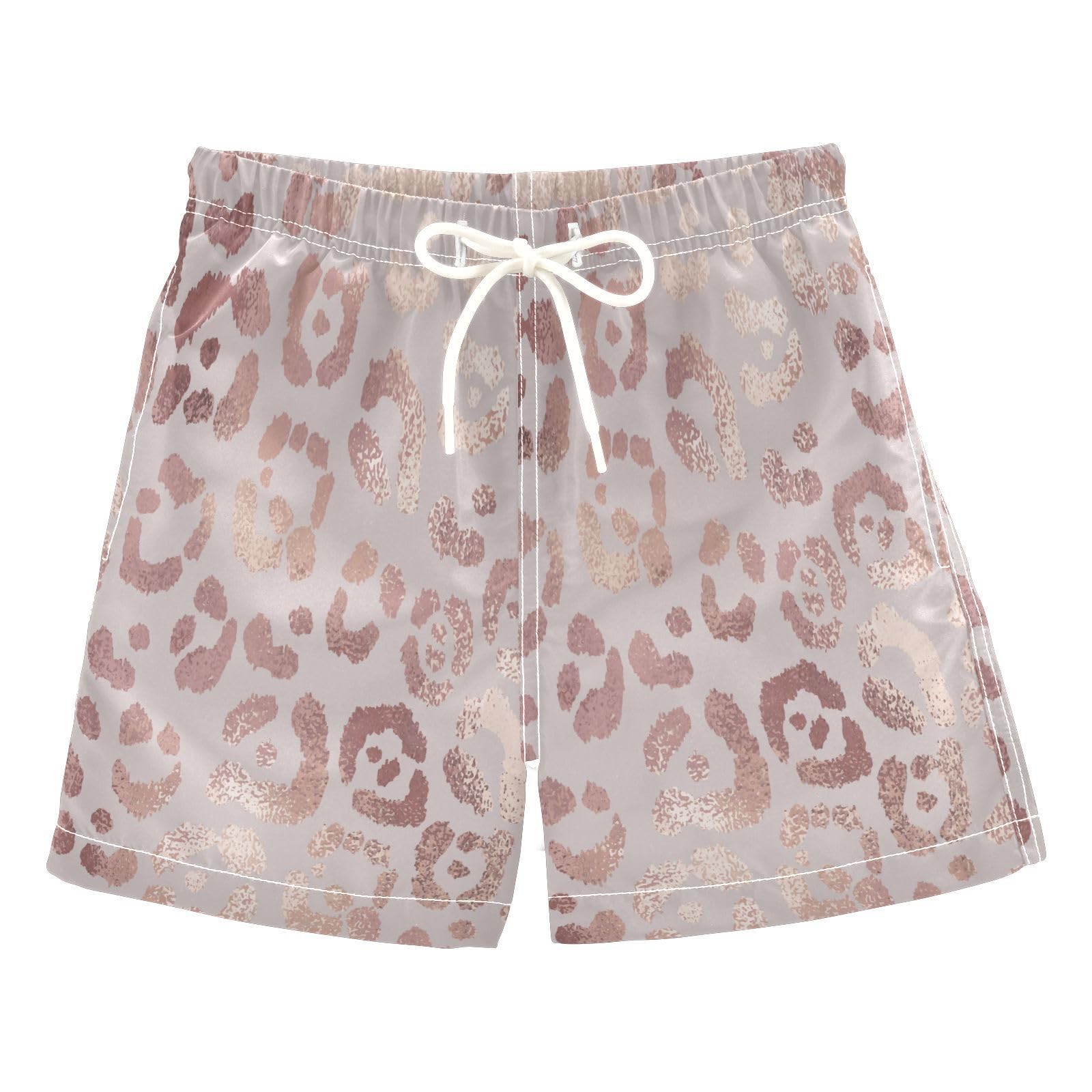 Boys Swim Trunks Toddler Swim Shorts Little Boys Swimwear Leopard Print Cheetah Rose Gold Bathing Suit Swimsuit