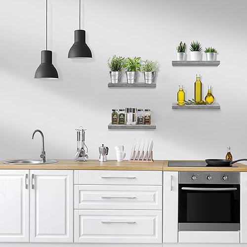 Miniatura 5 de Sorbus Estantes flotantes para pared, estantes de baño montados en la pared para cocina, dormitorio, sala de estar, almacenamiento de baño, sobre el