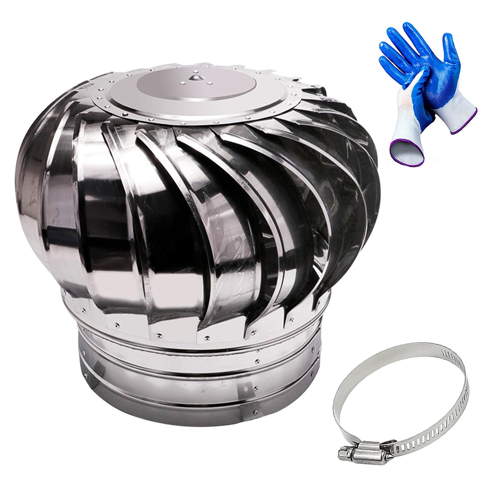 Cgjdfjhe Silver Unpowered Wind Cap, Stainless Steel Exhaust Cap, 304 Round Bull Nosed Grille Ventilation Cover, Diy Easy Vent Hookup Kit, For And Exhau(6.3Inch(160Mm))