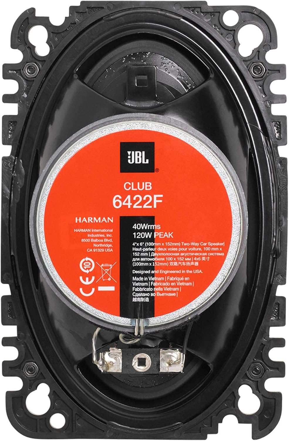 JBL Club 6422F - 4 X 6", Two-way Component Speaker System (No Grill), Black