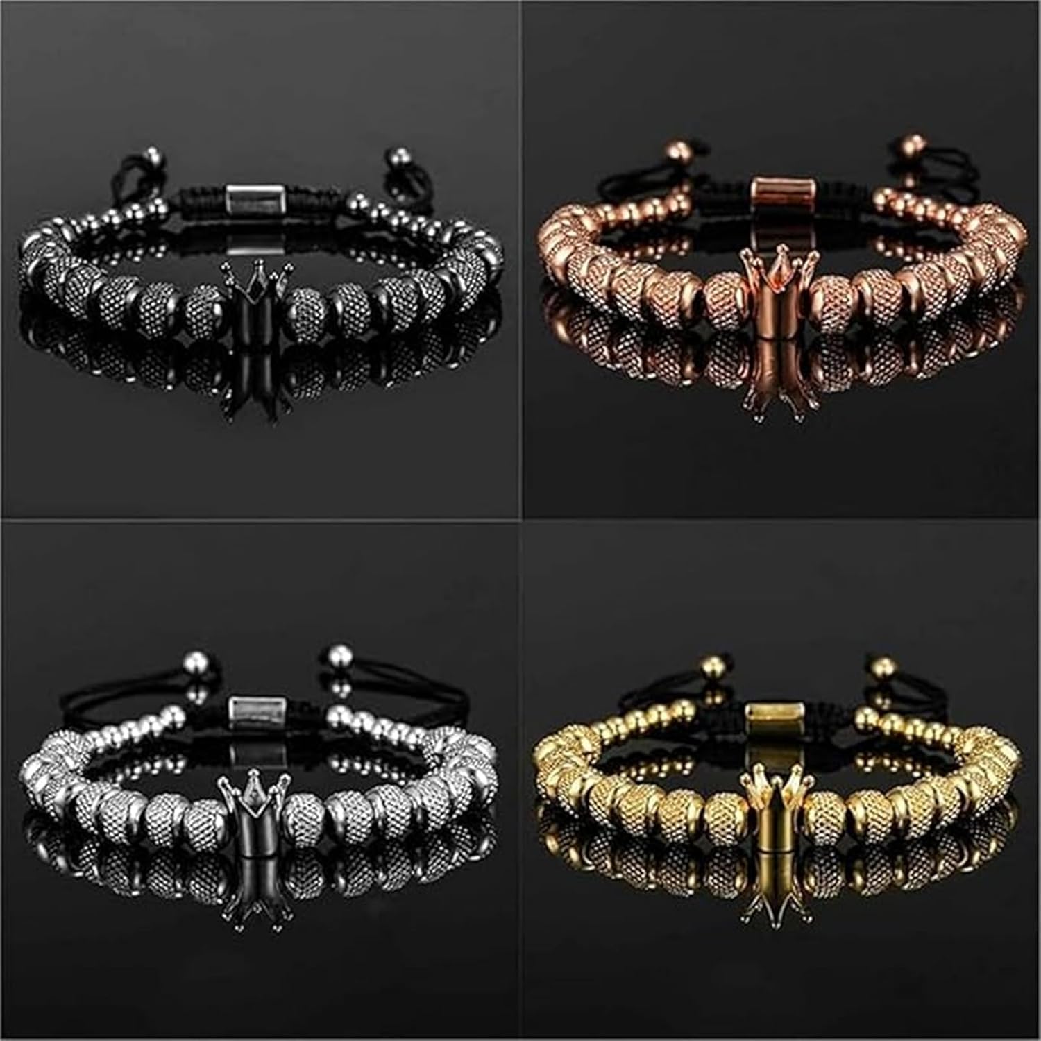 To My Man, Straighten Your Crown Bracelet, Customized and Personalized King Crown Bracelet for Men, Adjustable Stainless Steel Crown Bracelets for Husband - Image 2