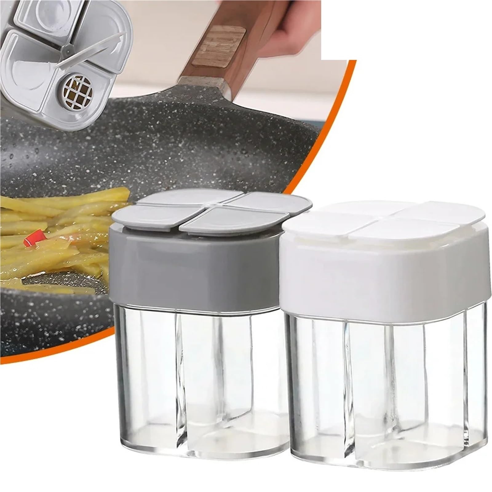 Caja de condimentos con tapa sellado, caja especias for barbacoa, dispensador, Kit cocina al aire libre Para Condimentos(Grey)