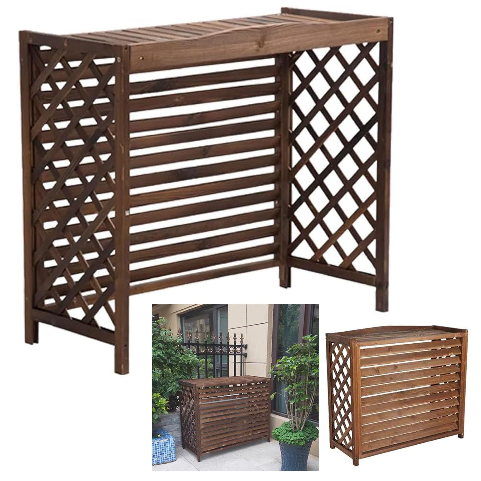 Cache pompe à chaleur extérieur en bois - Clôture de protection climatiseur 85 x 35 x 75 cm