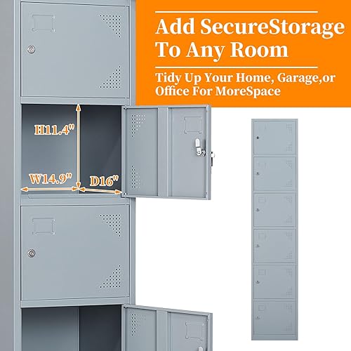Vista 191 de Taquillas de metal para empleados, armario de almacenamiento de acero con 5 puertas para el hogar, oficina, escuela, gimnasio (blanco)
