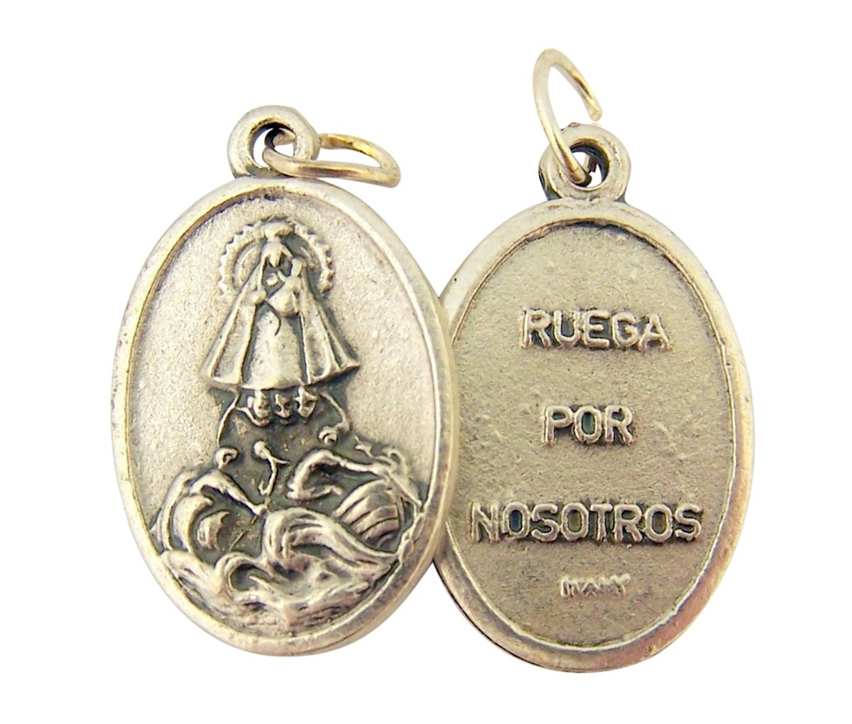 Catholic Patron Saint Medals Silver Toned Base, 1 Inch, Set of 2, Silver