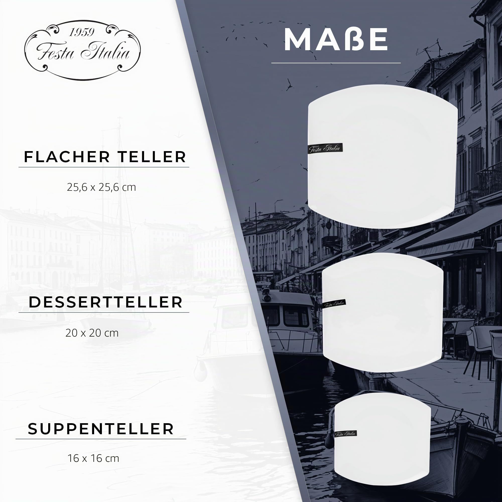 Geschirrset 6 Personen - 18 Teilig - Tellerset aus Porzellan - Weiß Essgeschirr Set - Schüssel- und Tellerset - Modern Tafelservice - Teller - Essservice - Geschirr Set 6 Person
