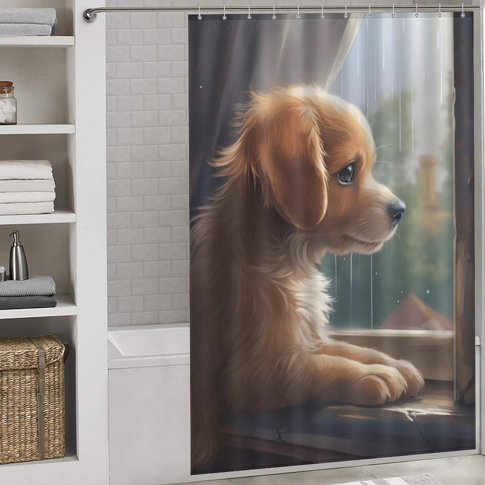 Rideau de douche chien mignon pour transformer la baignoire des enfants en espace ludique
