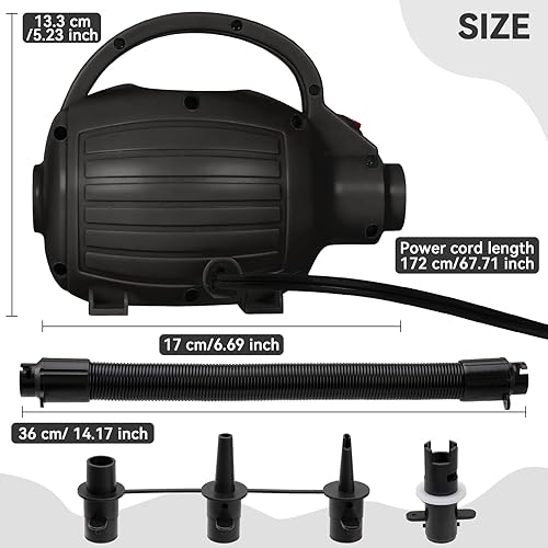 Miniatura 2 de FBSPORT Bomba de aire para alfombrilla inflable, bomba de aire eléctrica de 600 W con 4 boquillas, inflado portátil y rápido AC110-120V, adecuada