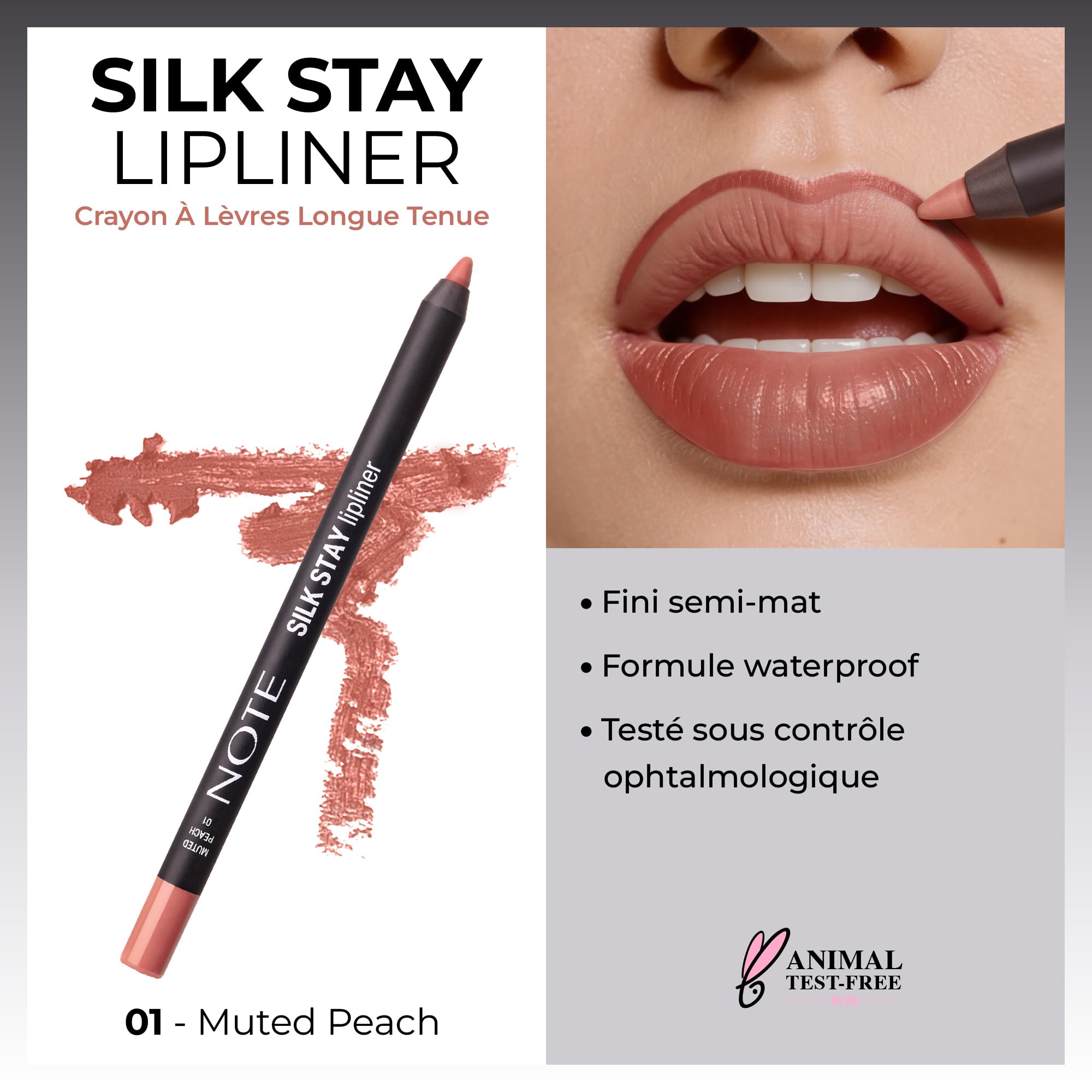 Note Cosmetics Silk Stay Lipliner Suya Dayanıklı İpeksi Dudak Kalemi - 01 Muted Peach