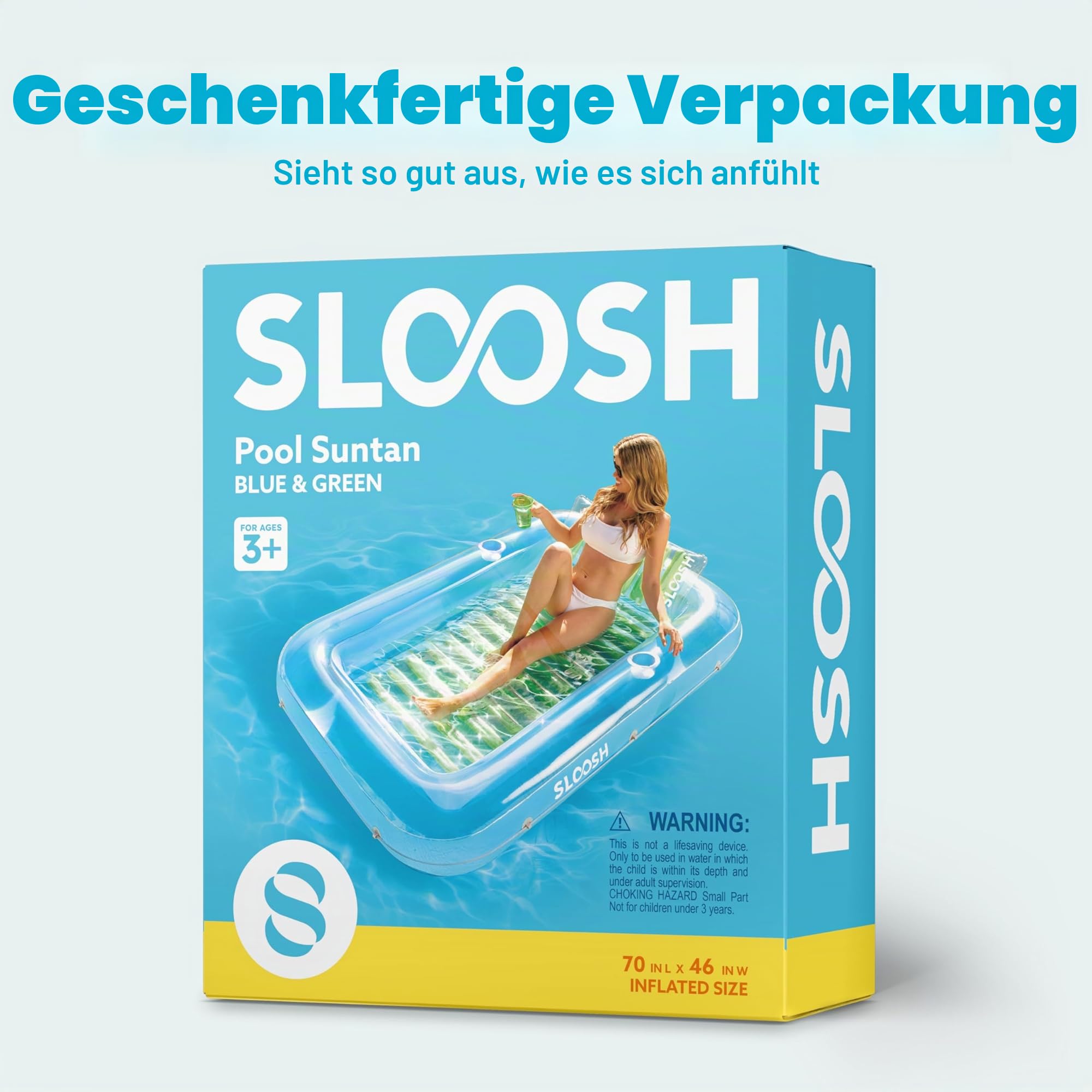 Sloosh aufblasbarer Sonnenpool Luftmatratze mit abnehmbarem Kissen für Erwachsene