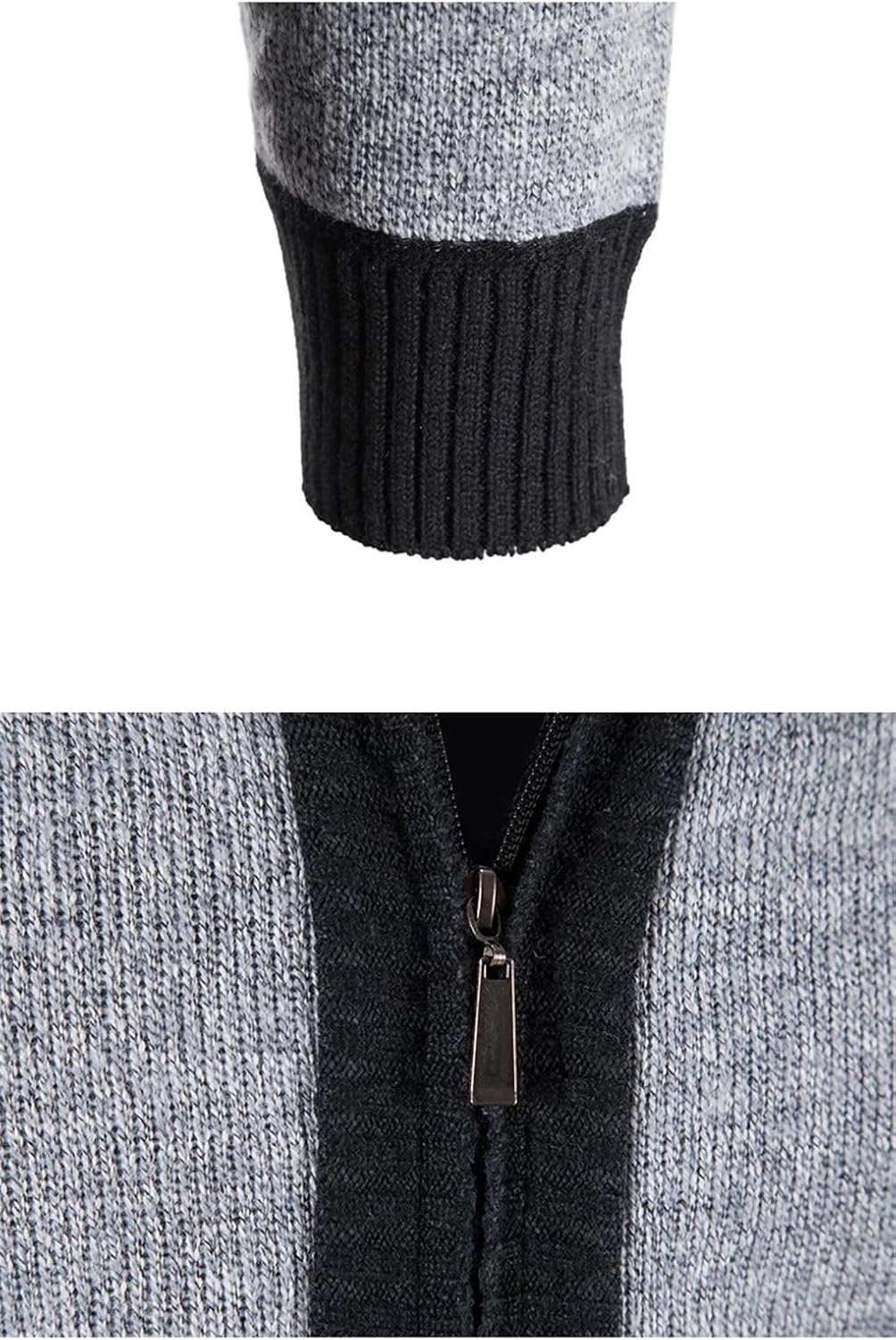 Men's Hooded Thick Warm Knit Cardigan Solid Color Casual Slim Fit Business Knit Cardigan Jacket with Pockets