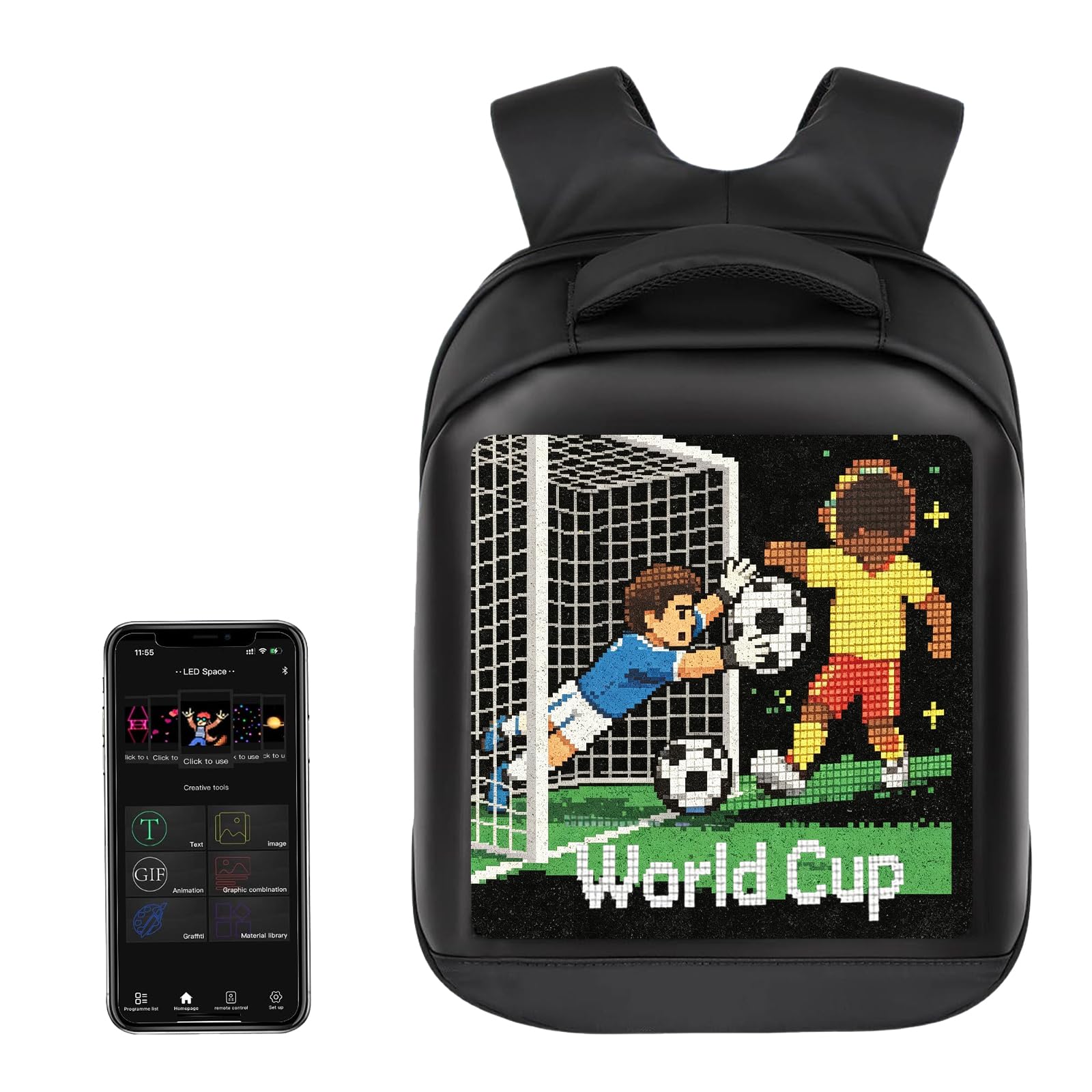 LED Rucksack mit App-Steuerung, Laptop Rucksack Dynamische mit LED Display | DIY Skateboard Rucksack Bluetooth Übertragung, Multifunktional Rucksack für Männer Frauen Reisen Motorräder Roller