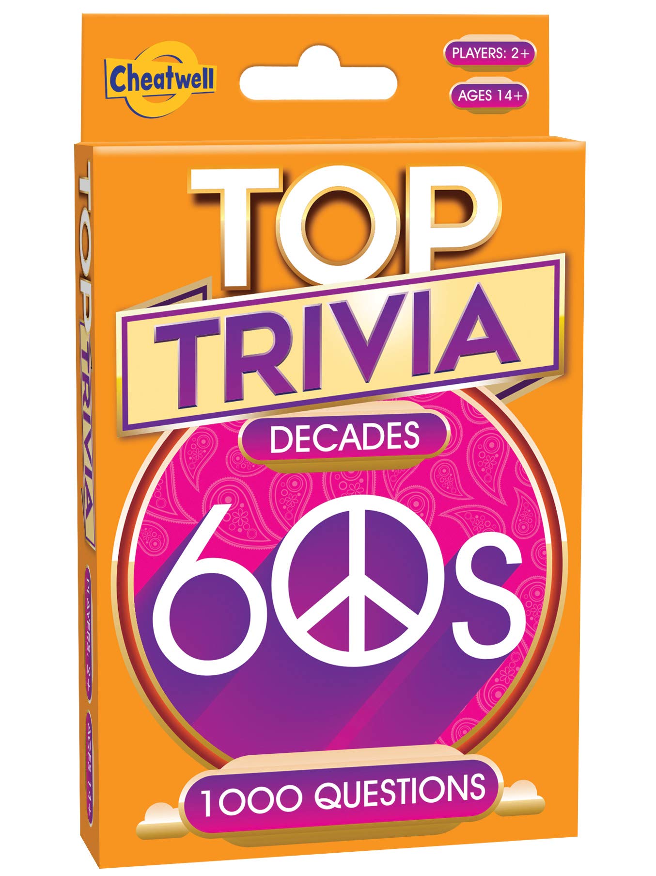 Cheatwell GamesTop Trivia 1960's - A Decade of Trivia Travel Pack Card Game - 1000 Quiz Questions - for Ages 14 and up
