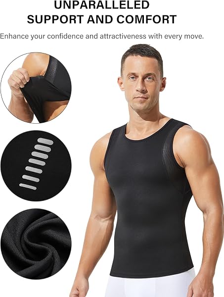 Canotta Compressione Uomo Canotte Palestra Canottiere Uomo Contenitive Maglietta Dimagrante Snellente Maglia Shapewear, S~XXL - 5