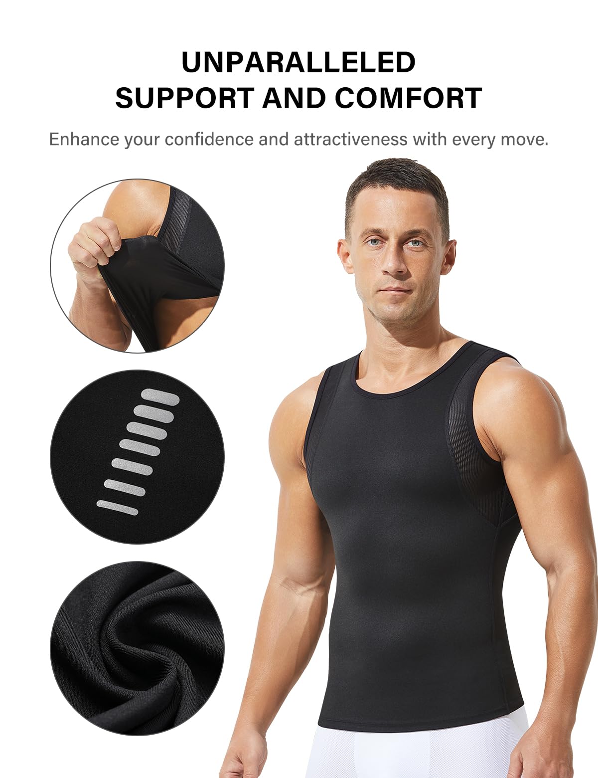 Canotta Compressione Uomo Canotte Palestra Canottiere Uomo Contenitive Maglietta Dimagrante Snellente Maglia Shapewear, S~XXL - 5