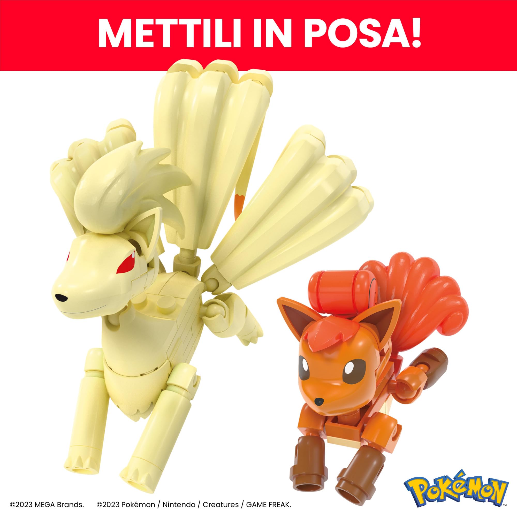 MEGA Pokémon - Evoluzione di Vulpix, Set da Costruire con 145 Pezzi e 2 Personaggi snodati, Vulpix e la Sua Evoluzione Ninetales, Giocattolo per Bambini, 7+ Anni, HTH79