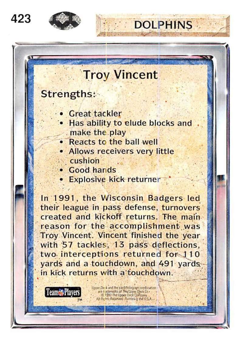 Amazon.com: Football NFL 1992 Upper Deck #423 Troy Vincent #423 NM