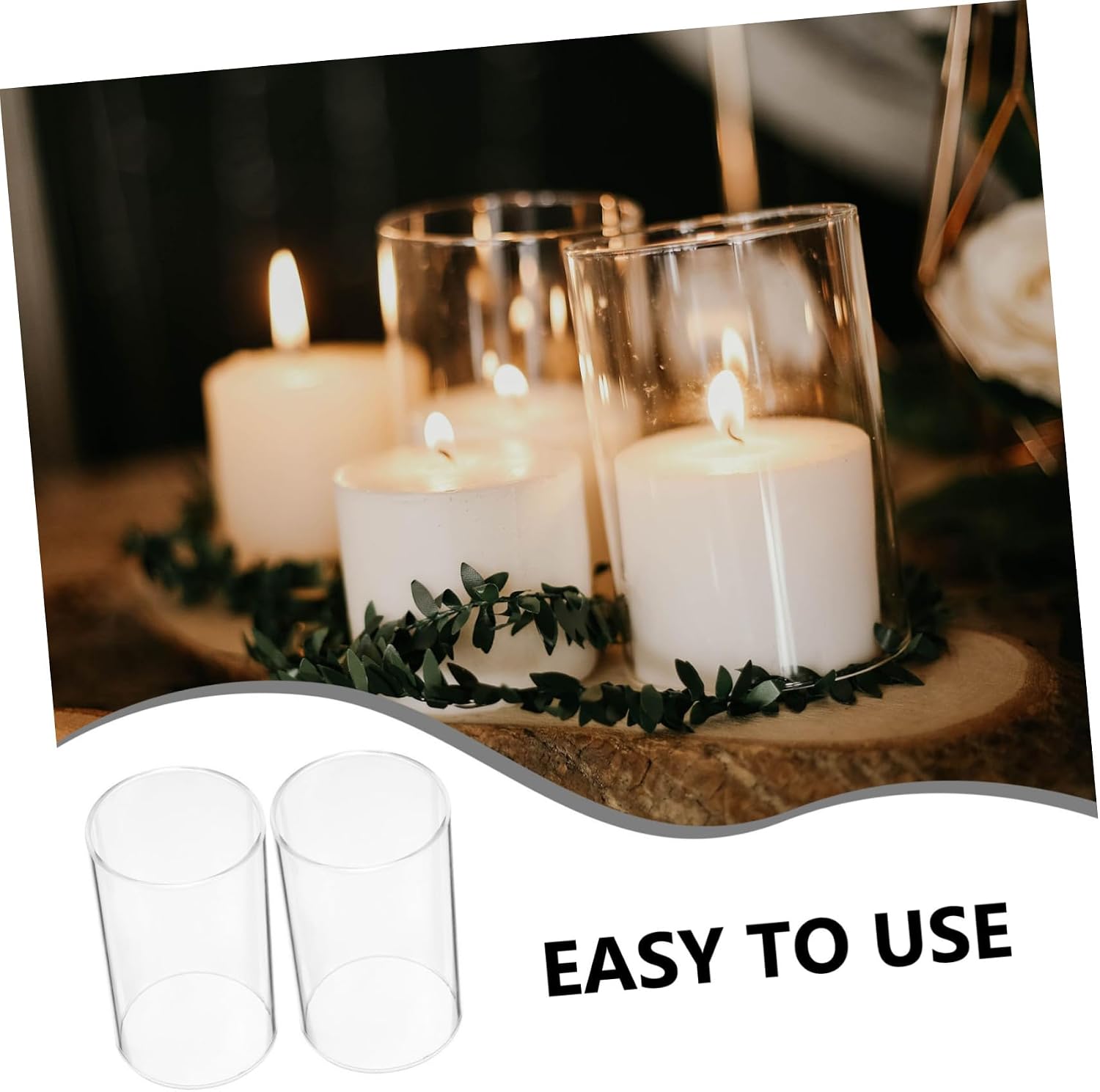 Glass Candle Shade 4-Pack Windproof Cylinder Candle Cover High Borosilicate Cup for Home Decoration