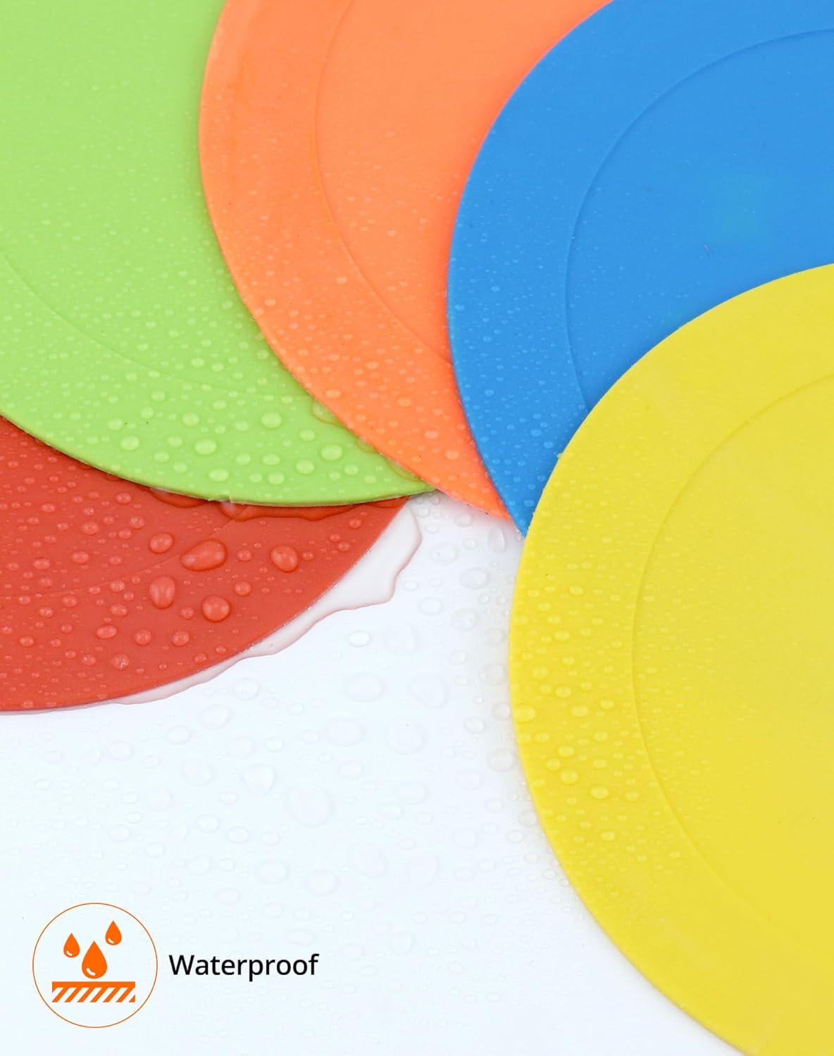 QWORK 25-Pack Flat Cone Spot Markers for Sports Training – 6" Multicolor Non-Skid Agility Dots with Holes, Tear-Resistant Thermoplastic for Baseball, Football, Soccer, Martial Arts, Indoors & Outdoors