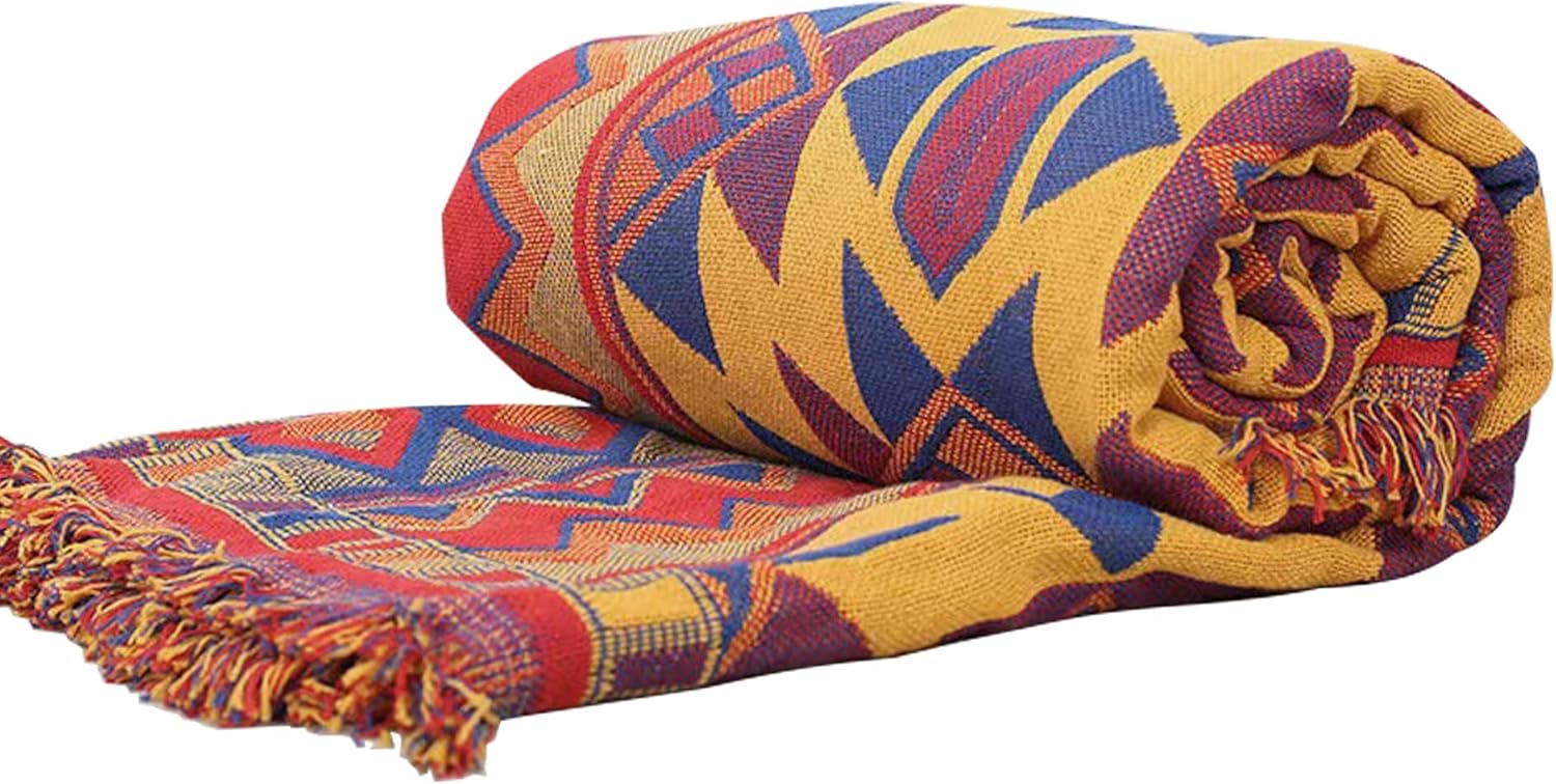 VANJOROY Bohemian Large Sofa Throw Blanket with Tassels, 100 Handwoven