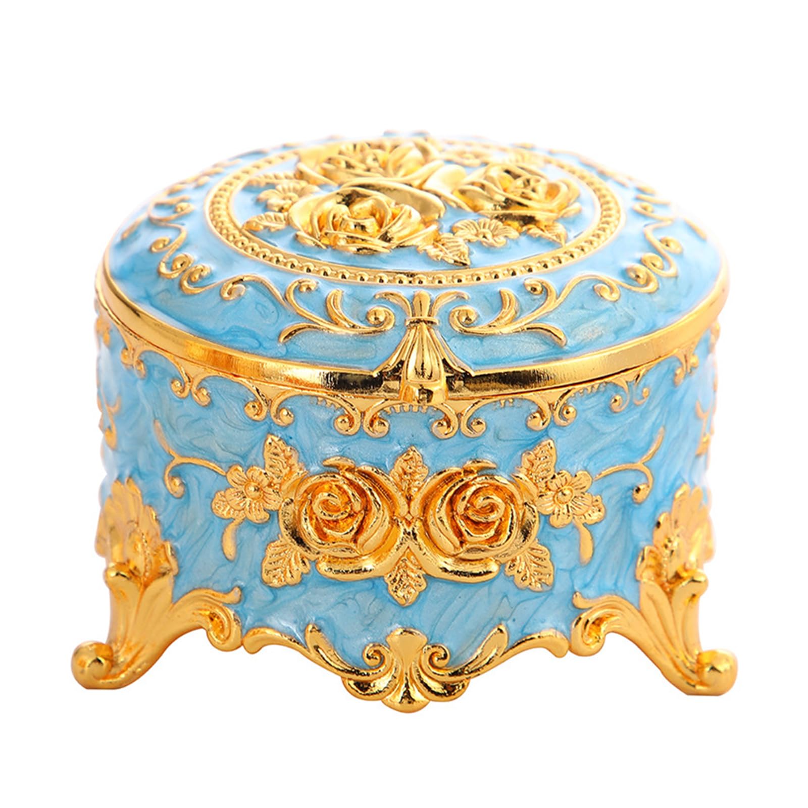 Maxtonser Vintage Enameled Jewelry Storage Box Elegant Desktop Organiser For Rings Earrings Necklaces with Secure Closure