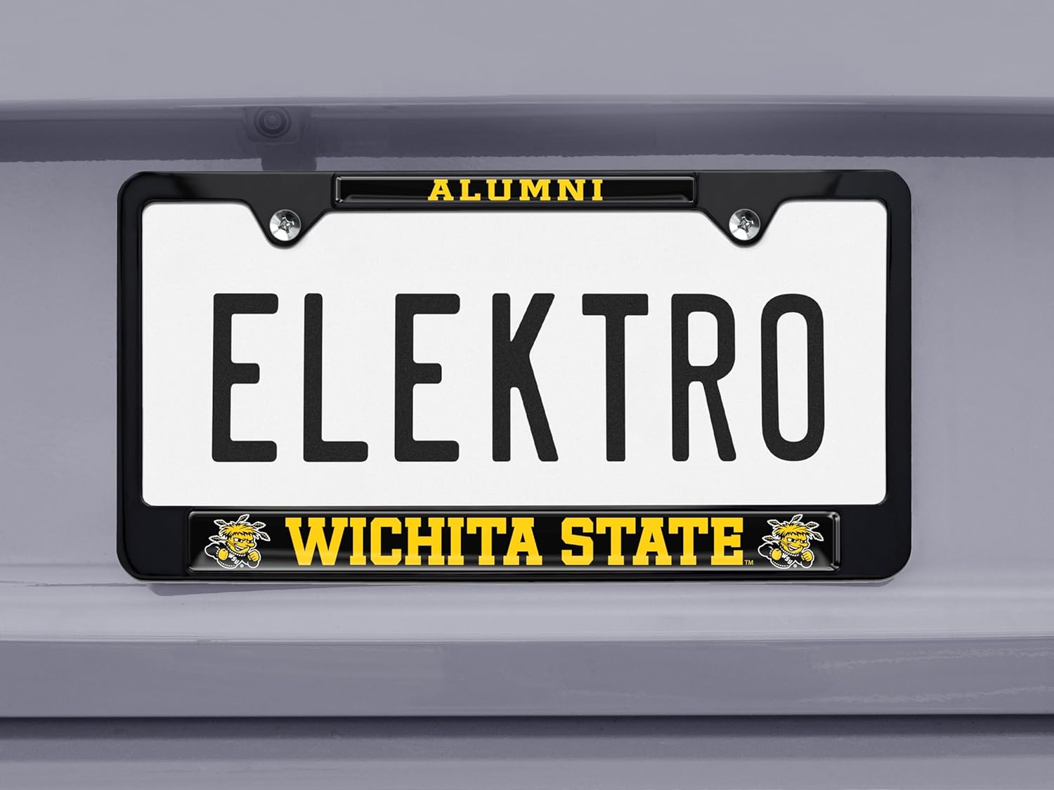 Elektroplate Officially Licensed Wichita State Alumni 3D Doming Black All-Metal Standard Size License Plate Frame Tag Holder for Cars/SUVs/Trucks Weatherproof Automotive Accessory