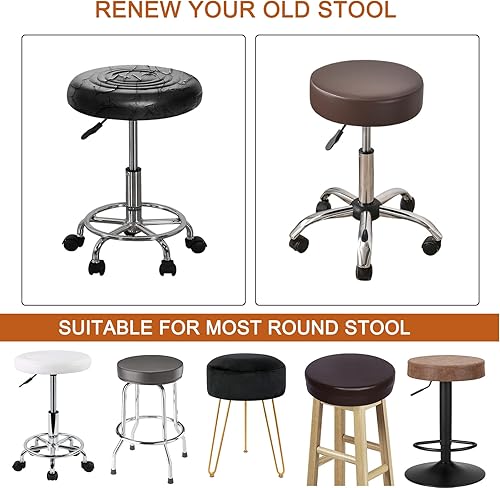 Miniatura 4 de HAOYONG Juego de 4 fundas redondas para taburetes de bar, impermeables, de poliuretano, fundas elásticas para taburetes de bar, fundas para sillas